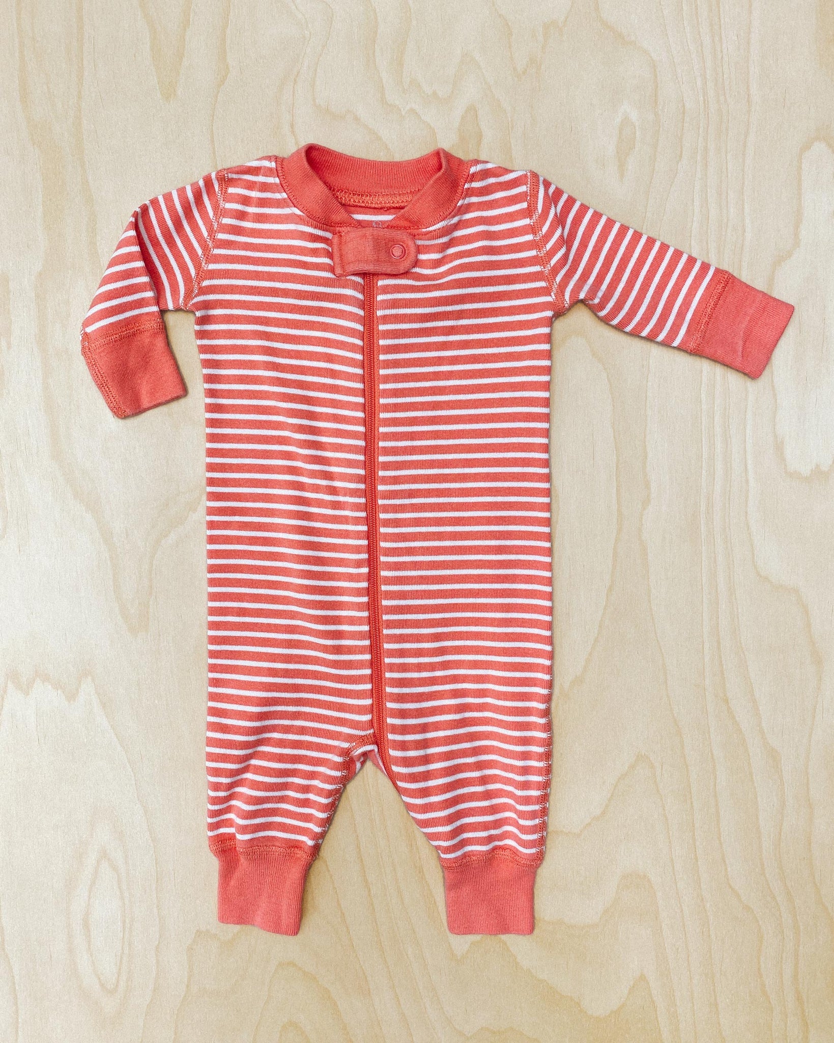 Coral Striped Pajama 0–3M